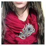 TG-YAN Modebrosche Große Damen Retro-Feder-Bronze-Brosche Brosche antike Goldkristallrhinestone-Metallschmucksachen Ziernadeln (Main Stone Color : Multicolor, Metal Color : Antique Bronze Plated)