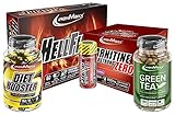 IronMaxx Sporty Shape Diet Pack, 12x 60ml Carnitine Shot Wild Berry, 1x 60 Kapseln XXL Hellfire Zero, 1x 130 Kapseln Green Tea, 1x 150 Diet Booster Kap