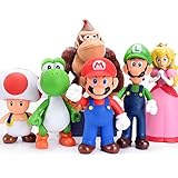Bsnow Super Mario Figuren, Kinderspielzeug, Mario und Luigi, Yoshi und Mario Bros Actionfiguren, PVC-Spielfiguren, 6 Stück