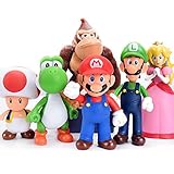 Bsnow Super Mario Figuren, Kinderspielzeug, Mario und Luigi, Yoshi und Mario Bros Actionfiguren, PVC-Spielfiguren, 6 Stück