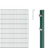 GAH-Alberts grün 651343 Doppelstabmattenzaun als 18 TLG. Zaun-Komplettset wahlweise in verschiedenen Farben Höhe 180 cm | Länge 16