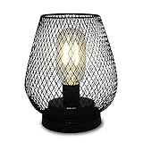 BESLAM Cage Bettery Tischlampe, Metall, kabellos, mit LED-Edison-Stil, Nachttischbeleuchtung für Innenräume, Schlafzimmer, Party, Esszimmer, Büro (schwarz)