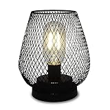 BESLAM Cage Bettery Tischlampe, Metall, kabellos, mit LED-Edison-Stil, Nachttischbeleuchtung für Innenräume, Schlafzimmer, Party, Esszimmer, Büro (schwarz)