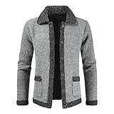 DaDuo Jacke Herren Revers Spleißen Plus Samt Winterjacke Herren Regular Fit Trend Mode Knopfleiste Strickjacke Herren Warm Verdicken Fleecejacke Herren Mit T