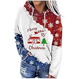 WANGTIANXUE Weihnachten Damen Hoodie Langarmshirt Kapuzen Sweatshirt Wintermantel Kordelzug Kapuzenpullover Jumper Kapuzenjacke Pullover Winterjacke Damen Übergangsjacke Sweatjacke Herbstjack