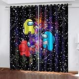 HAOGG 2 Stück Verdunkelungsvorhänge, 3D Sternenhimmel Astronaut Cartoon Schön 2 X 132X240Cm Blickdichter Vorhang Mit Ösen, Thermovorhang, Vorhang Mit Ösen, Verdunkelungsvorhänge Für Schlafzimmer, W