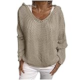 Pullover Damen Lang Beste Freunde Pullover mit Kapuzen Kapuzenpullover Herbst Winter Hoodie Sweatshirt Langarm für Frauen mit Motiv Higlles Damen Wolle Gestrickte Dünne Lose Kapuzenpulli Pulloverjack