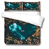 GFWDPG Bettwäsche Set Mädchen Blauer herzförmiger See (240x220cm) Teenagerbettwäsche Kissenbezug + Bettbezug100% Mikrofaser übergroßes BettbezugSet Twin / Twin XL,