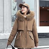 RWQRWQ Damen Freizeitjacke, Wattierte Winterjacke Und Daunenjacke, PlüSchfutter Zum Warmhalten, Schmal Geschnittener GüRtel, Windbreaker-RüCken,Brown-XL