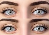 Farbige Graue Kontaktlinsen 'Gray' Mit Stärke Grau + Behälter von Glamlens, weiche 3-Monatslinsen im 2er Pack -5.50 Diop