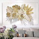 JYYF Wanddekoration Ginkgo 3D Wandbild Aus Metall, Handgefertigt Wandskulptur Perfekte Blumen Extravagante Wandverzierung, Dekor für Wohnzimmer Hotel Hintergrund Wandverzierung
