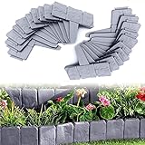 WEIHE Stein-Kunststoff-Palisade-Zaun, DIY Dekorative Blumenbeet-Kante, Garten-Landschafts-Kantengrenze, Rasenkante Und Landschaftsgrenze Grau,20p