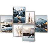 BLCKART Infinity Dreamy Mountains Poster Bilder Set Stilvolle Beidseitige Natur Pampas Berge Wohnzimmer Deko (L | 4x A3 | 2x A4 | ohne Rahmen, DREAMY MOUNTAINS)