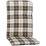 Beo Hochlehner Auflagen Waschbar Bali | Made in EU nach Öko-Tex Standard | Atmungsaktive Gartenstuhlauflagen Hochlehner mit Halteband | UV-beständige Auflagen Hochlehner in Beige-Grü
