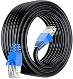 MutecPower CAT6 30m Außen Verwendung wasserdicht - CCA - Direct Burial Ethernet Netzwerkkabel - 250 MHz - Schwarz - 30 Meter mit kabelb