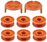 Ersatzfadenspule Fadenspule Austauschbare für WORX Rasentrimmer WA0004.1- Ø 1,65mm, 3m Länge (6 Spulen + 2 Kappe)