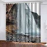 GSKBDQ Blickdichte Vorhänge Verdunkelungsvorhang Ösenvorhang 3D Druck Alpine Wasserfalllandschaft Muster Gardinen Kinderzimmer Schlafzimmer Schallschutz Thermovorhang 140X260Cm（B X H） 2 Stück