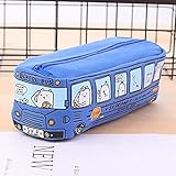 Cartoon Bus Bleistift Tasche Canvas große Kapazität Auto Reißverschluss Stift Federmäppchen Schüler Schreibwaren Schulbedarf - b