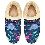 Linomo Bunte Hausschuhe mit Blumen-Dinosaurier-Motiv, für Damen, Hausschuhe, Hausschuhe, Socken, Hausschuhe, Schlafzimmer, Schuhe, mehrfarbig, 39.5 EU