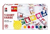 Marabu 0308000000001 - Kids T-Shirt Farbe, 6 x 80 ml, Stoffmalfarbe für Kinder, für kreative Designs auf hellen Textilien, nach Fixierung waschbeständig bis 60 °C, ideal fü