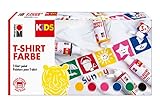 Marabu 0308000000001 - Kids T-Shirt Farbe, 6 x 80 ml, Stoffmalfarbe für Kinder, für kreative Designs auf hellen Textilien, nach Fixierung waschbeständig bis 60 °C, ideal fü