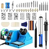 Brandmalerei Lötkolben Set Victop 45 in 1 Brandmalerei Brandmalkolben Set 60W Lötstation LED Display Temperatur Einstellbar 200~450 ℃ für Holz, Leder Gravieren, Skulptur Holzb