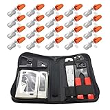 ARLI RJ45 Netzwerk Werkzeug Set 20 Netzwerkstecker Netzwerk Stecker RJ-45 Modular Zugentlastung Knickschutz Einführhilfe AWG23 8 polig Plug Verlegekabel Cat7 Cat6a Cat6 Crimpzange Messer LSA T
