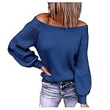 FDAS Damen Herbst Winter O Ausschnitt Fledermausärmel Lose Grobstrick Pullover Pullover Pullover Tops Lässiger Pullover Schulterfrei Long-Sleeved Einfarbig Langarmshirts Damen Pullover Elegant W