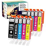 WorthDo Kompatibel Tintenpatrone für Canon PGI-580 CLI-581 XXL Druckerpatronen für Canon Pixma TR8550 TS705 TS6150 TS6151 TS6250 TS6251 TS6350 TS6351 TR7500 TR7550 TR8500 TS9550 TS9551C (10er-Pack)