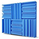 BXI Akustik-Studio-Absorptionsschaumplatte, 300 x 300 x 50 mm, 6 Stück, Breitband-Schallabsorber, Periodische Rillenstruktur (blau)