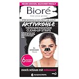 Bioré 6 Tiefenreinigende Aktivkohle Clear-Up-Strips - 1 X 6 Nasenstrips - Entfernen Mitesser und Unreinheiten - Für normale Bis fettige Haut -Dermatologisch G