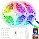 LED Strip 20m LED Streifen Selbstkelend RGB mit Fernbedienung Farbwechsel LED Band Lichtkette mit Musik für die Beleuchtung von Haus,TV, Küche, Party