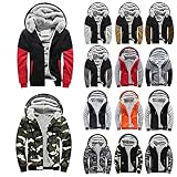 Plüsch Hoodies Herren Casual Splice Ärmel Kapuzenpullover Plus Samtnähten Pullover mit Kapuzen Langarm Mantel Reißverschluss Tasche Winterjacke Herbstjacke Übergangjacken Outdoorjacke Kapuzejack