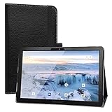 LiuShan Kompatibel mit Archos T101 hülle, Folding PU Leder Tasche Hülle Case mit Ständer für 10.1' Archos T101 4G Tablet(Nicht kompatibel mit Archos 101 Oxygen 4G),Schw