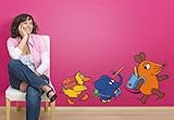 K&L Wall Art Sendung mit der Maus Wandtattoo Grundschule Aufkleber XL Elefant und Ente Schulweg Kinderzimmer Wandsticker 58x28