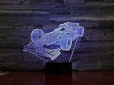 YGQersh Formel 1 Rennwagen Remote Mehrfarbige 3D-Lampe für Geburtstagsgift Batteriebetriebene optische 3D-LED-Nachtlichtlamp