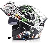 BDTOT Integralhelm Klapp Motorrad Modularer Helm Leichter Einteiliger Integrierter Helm Doppelvisier für Erwachsene Männer Frauen Moped Street Racing Integralhelm ECE-Zertifizierung