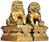 ZBXK Große Löwenstatuen EIN Paar chinesischer Feng Shui Reichtum Fu FOO Hunde Dekor Wächter zur Abwehr von böser Energie Glückwunsch Bestes Einweihungsgeschenk
