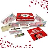 Hochzeitsgeschenk | Erste Hilfe Set für die Ehe, witziger Sanikasten | 9-teilig | Geschenk-Box zur Hochzeit / Valentinstag