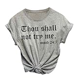T Shirt Damen Kurzarm Basic Sommer Oberteile mit Aufdruck Spruch Rundhals Casual Lustiges Tee Tops Tshirts Schönes Lässige Mode Sommershirt Tunika Bluse Shirt Streetwear für Teenager Mädchen F