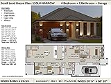 Small Lot - Narrow Land House Plan - 4 Bedroom 2 Bathroom Lock Up Garage : Concept plans includes detailed floor plan and elevation plans (House Plans) (English Edition)