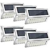 Onshida Solarleuchte für Außen, 30 LED Garten Wegeleuchte Wandleuchten mit Lichtsensor, Wasserdichte Kabellose Sicherheitslicht Solarlampe für Treppe, Zaun, Dachrinnen, Balkon, Terrasse (6 Pack)