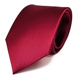 TigerTie Designer Satin Krawatte in rot karminrot einfarbig