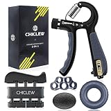 CHICLEW Handtrainer Fingertrainer mit Zählfunktion [5er Set], -Verstellbarer Unterarmtrainer, Finger Training, Handtrainer Ball, Fingertrainer Ring, Fingerstrecker für Fitness Krafttraining Z