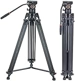 Video Stativsystem, Cayer BV30L 72 Zoll - Professionelles Hochleistungs-Aluminium-Doppelrohrstativ, K3-Fluidkopf, Mittelspreizer, 13,2 LB, DSLR-Camcorder, Plus 1 Bonus-Schnellwechselp