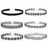 Soleebee Choker Halsketten Set Mode Velvet Halskette Gummi Stretch Samt Halsband Tattoo Spitze Kette Schmuck-Sets Damen Halskette Schmuck für Frauen Mädchen (6 Stück)
