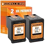 Gorilla-Ink 2 Tintenpatronen XXL kompatibel mit HP 62 XL Black HP Envy e-All-in-One 5640 5642 5643 5644
