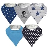 Lovjoy Bandana Baby Halstuch Lätzchen, Dreieckstucher, Für 0-3 Jahre, 5er Pack (Simply Blue)