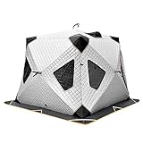 SCYCGWJ 4 Schichten Dickes Winter-Angelschutz-Baumwolle Warmes Outdoor-Winddichtes und Wasserdichtes Camping Automatisches Eisfischen-Zelt mit Hering