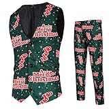 Sonojie Herren Weihnachtsweste Anzugweste Christmas Westen Business Weste mit Schneeflocken Muster V-Ausschnitt Weste Weihnachtsdruck Sleeveless Business Hemden Party Ärmellose Jacke Jack